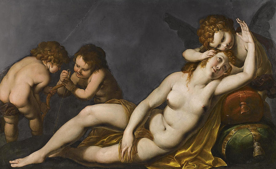 Giulio Cesare Procaccini Painting - Venus and Cupids by Giulio Cesare Procaccini