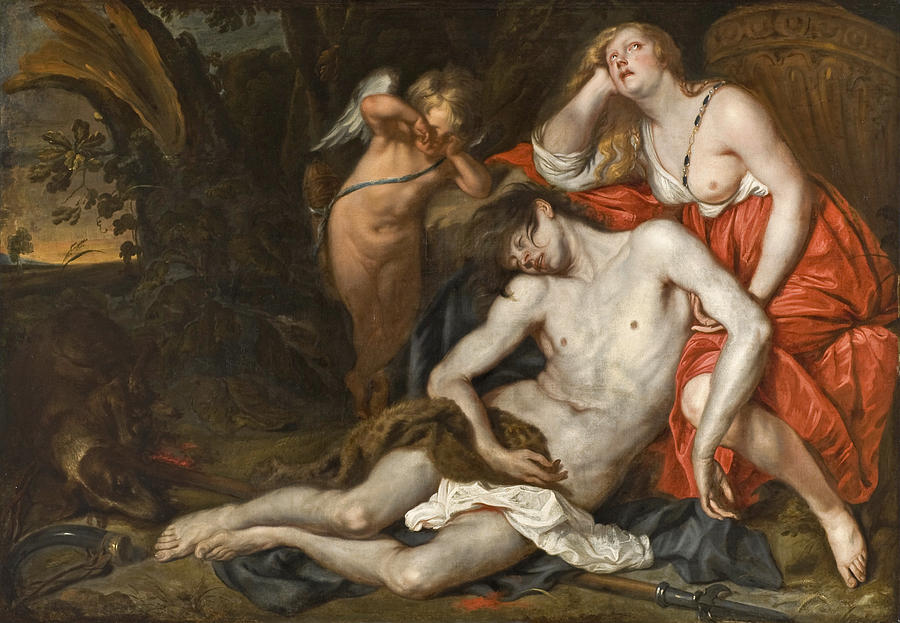 Venus Bewailing the Death of Adonis Painting by Workshop of Thomas Willeboirts Bosschaert