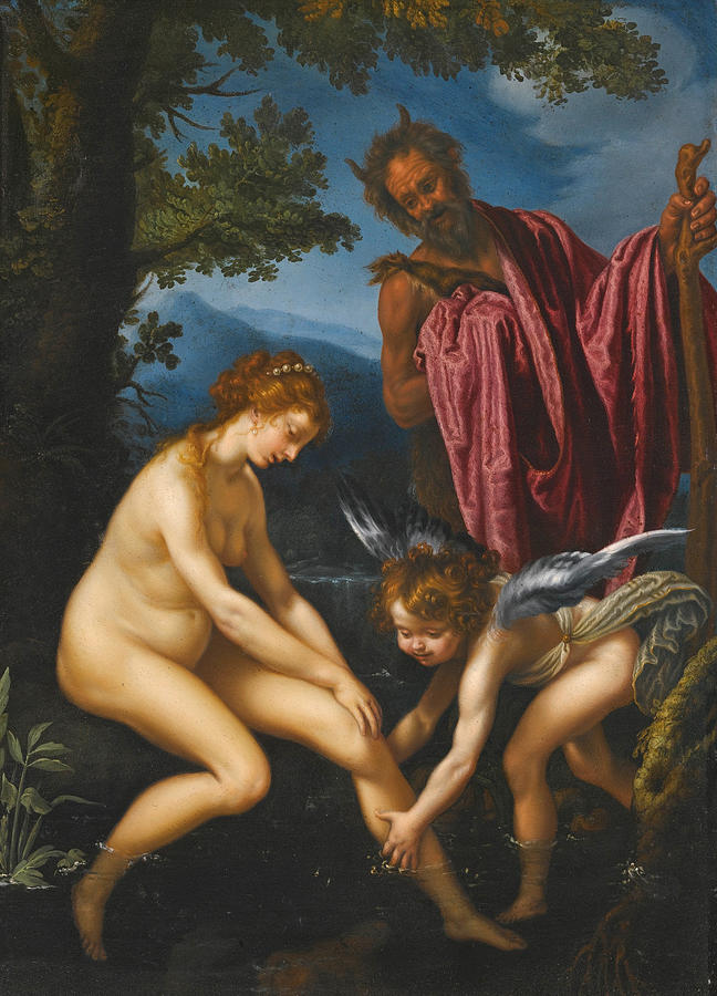 Venus Cupid and Pan Painting by Giovanni Biliverti