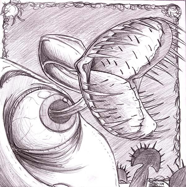 Creepy Drawing - Venus Eye Trap by Grymm Grymmowski