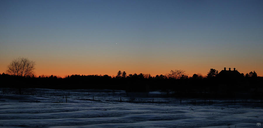 Venus in the Twilight over Barn Photograph by John Meader