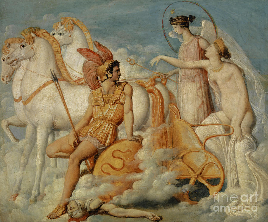 Greek Painting - Venus, Injured by Diomedes, Returns to Olympus by Jean Auguste Dominique Ingres