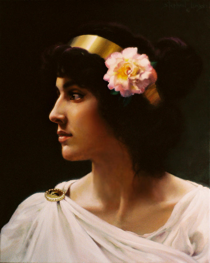 Portrait Painting - Venus of the Pink Rose     my version inspired by a work of Bouguereau by Stephen Lucas