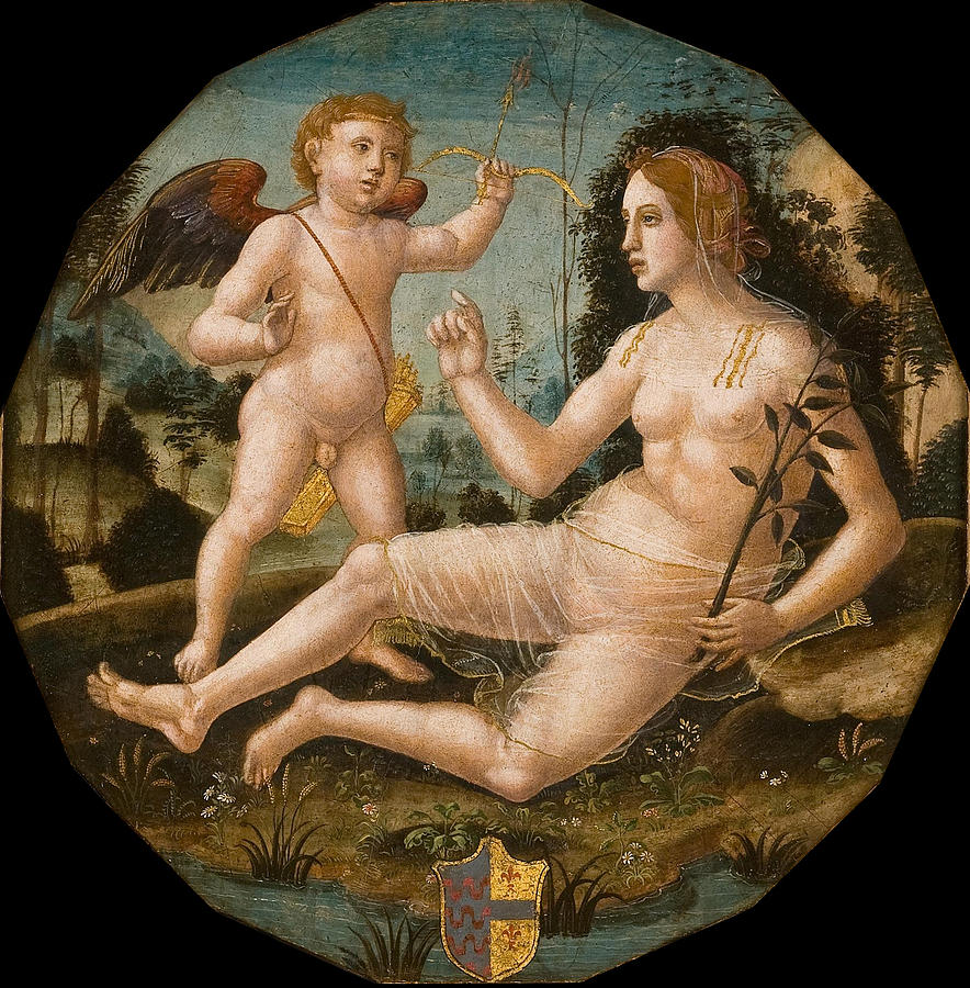 Venus with Cupid Painting by Girolamo di Benvenuto