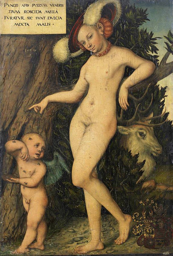 Venus with Cupid stealing honey Painting by Lucas Cranach the Elder
