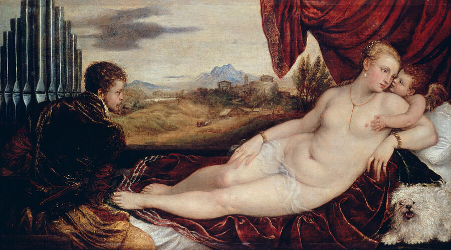 Venus with the Organ Player, from circa 1550 Painting by Titian