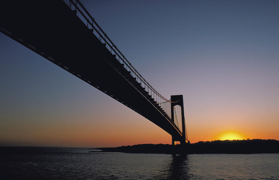 Verazzano Bridge In New York At Sunset Photograph