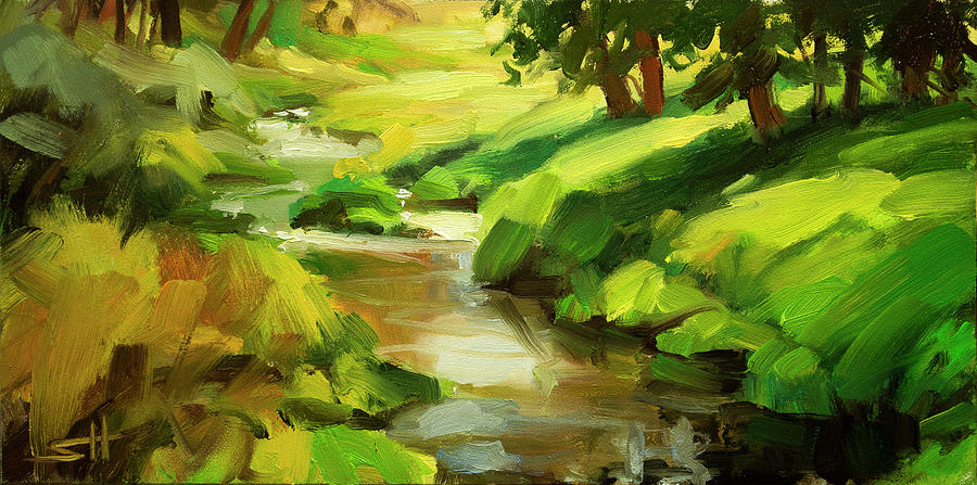 River Painting - Verdant Banks by Steve Henderson