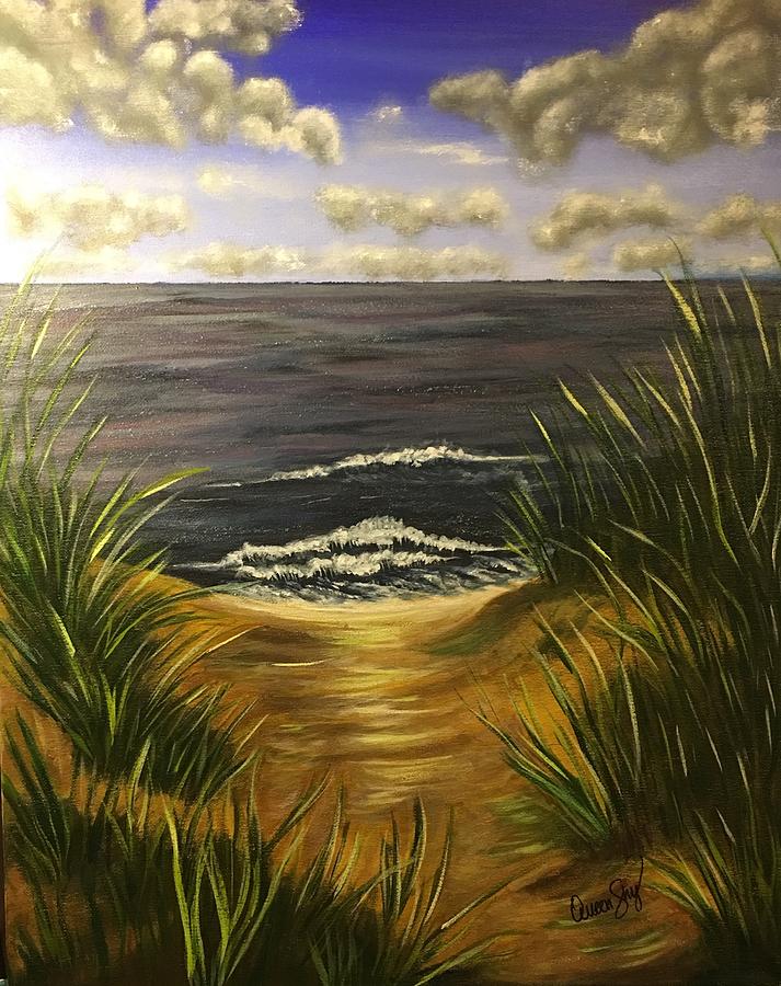 Verdant Coastline Painting by Queen Gardner