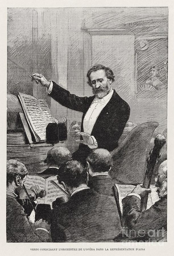 Verdi conducting Aida in Paris Painting by Celestial Images