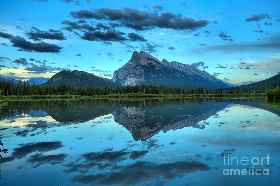 Vermilion Lakes Blue Sunset Photograph by Adam Jewell
