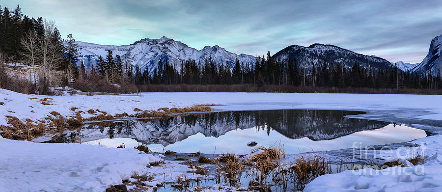 Vermilion Ponds icy Reflections Panorama Photograph by Adam Jewell