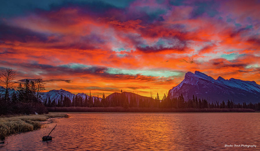 Vermillion Lake Fiery Dawn Photograph by Rhodri Ford - Fine Art America