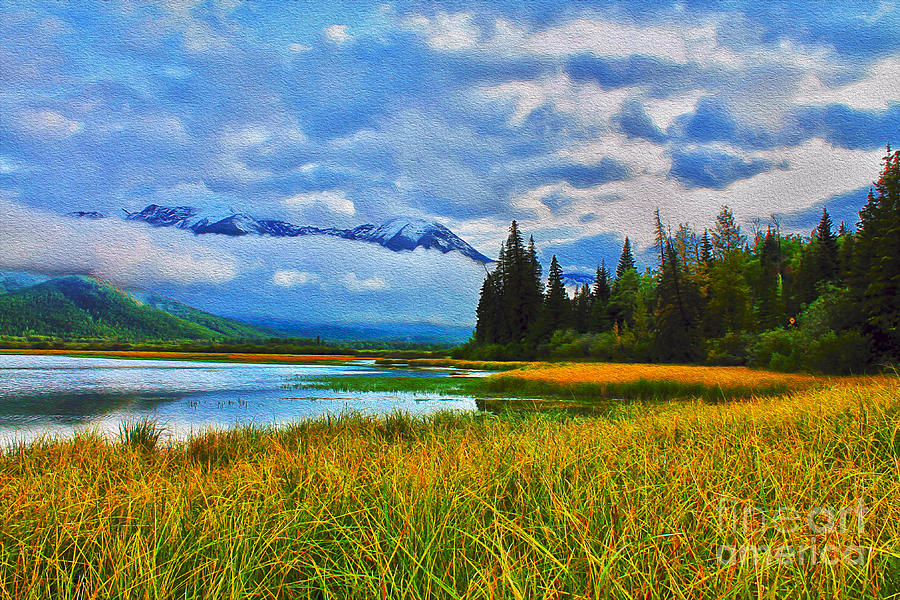 Vermillion Lakes Impressionism Photograph by Nina Silver