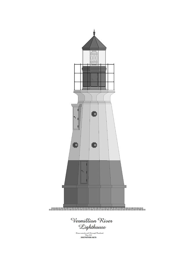 Vermillion River Lighthouse Architectural Rendering Painting