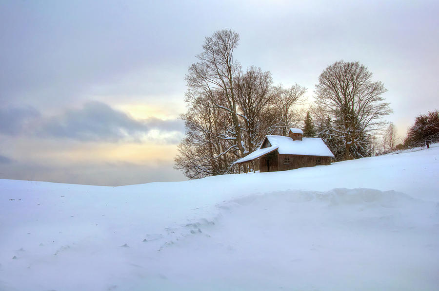 Vermont Barn in Snow - Pomfret, Vt Photograph by Joann Vitali