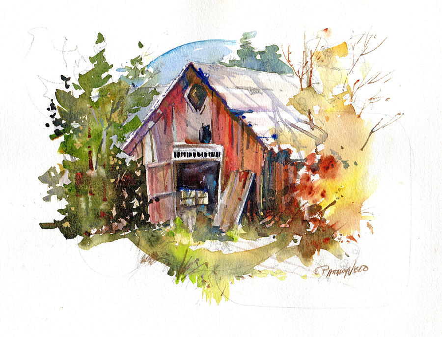 Vermont Barn Painting by P Anthony Visco
