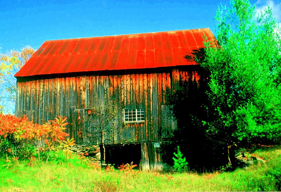 Barn Photograph - Vermont Barn With Really Red Roof  by Don Struke