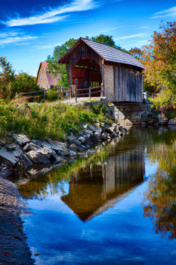 Vermont covered bridge in autumn Photograph by Jeff Folger - Fine Art ...