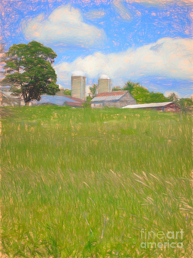 Vermont Farm on a Hill Mixed Media by Susan Lafleur