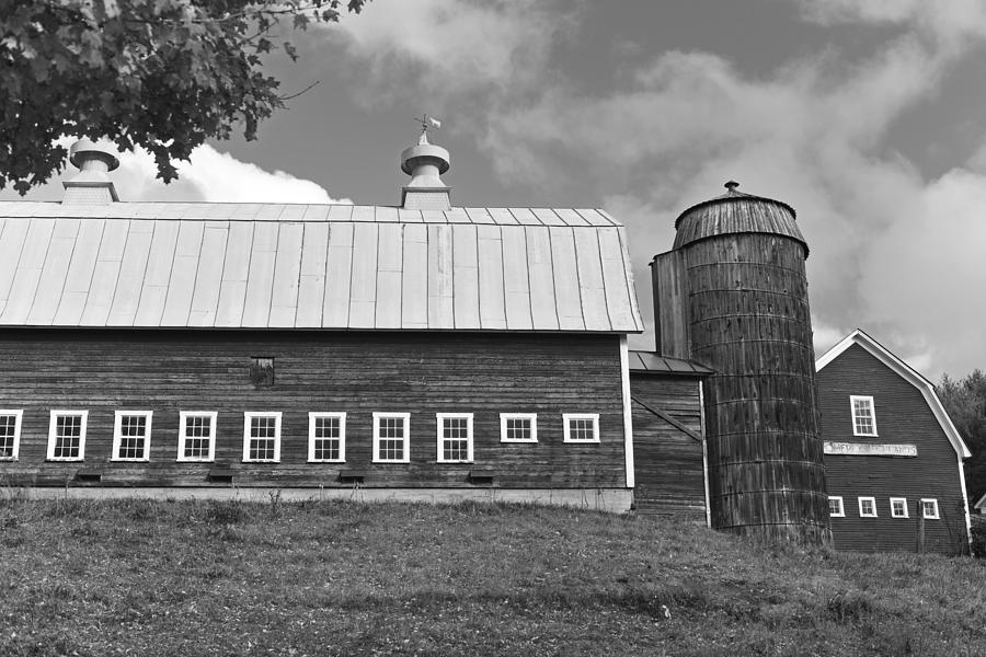Vermont Farm Woodstock VT Red Barn Black and White Photograph by Toby McGuire