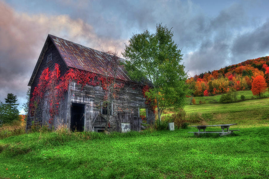 Vermont Red Barn in Autumn Photograph by Joann Vitali