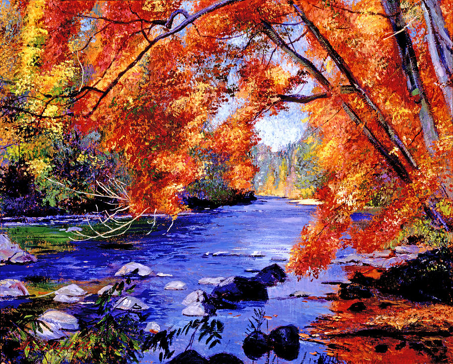 Fall Painting - Vermont River by David Lloyd Glover
