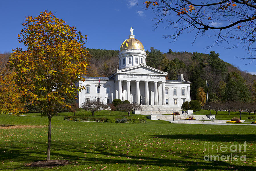 Vermont State House In Autumn Photograph