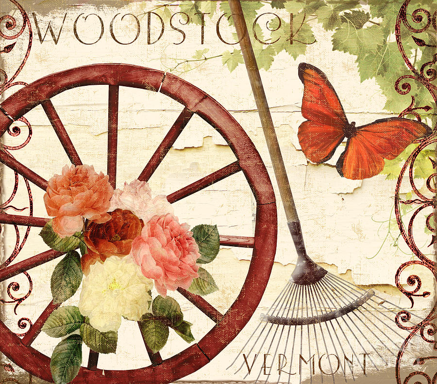 Vermont Summer Wagon Wheel Painting by Mindy Sommers