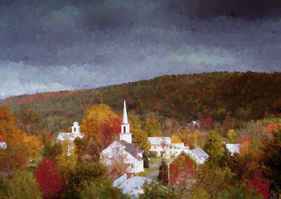 Vermont village of Barnet in autumn Photograph by Jeff Folger