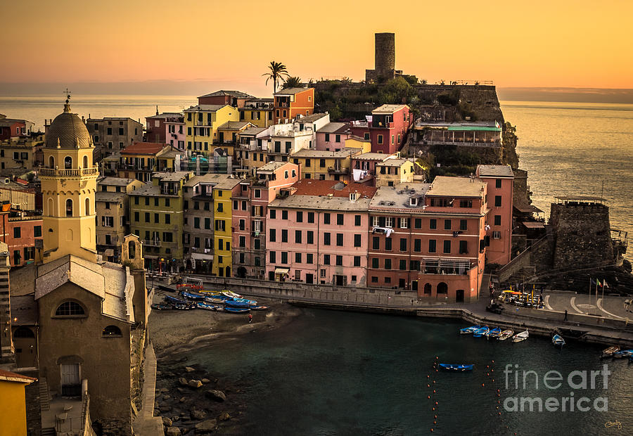 Sunset Photograph - Vernazza at Sunset by Prints of Italy