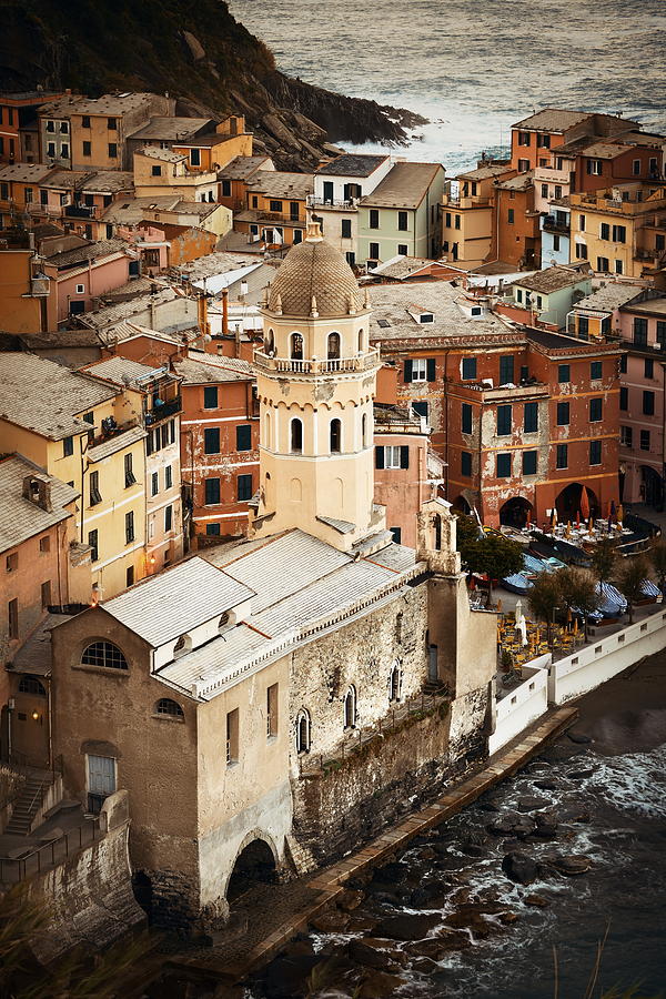 Vernazza buildings and sea in Cinque Terre Photograph by Songquan Deng