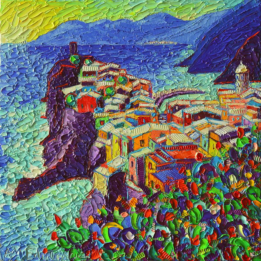 Vernazza Cinque Terre Italy 2 Modern Impressionist Palette Knife Oil Painting By Ana Maria Edulescu  Painting by Ana Maria Edulescu