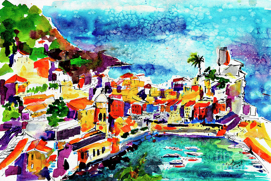 Vernazza Cinque Terre Italy Painting by Ginette Callaway
