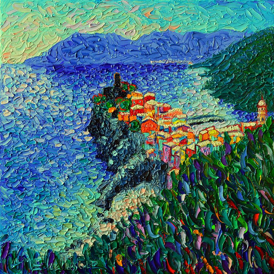 Vernazza Cinque Terre Italy Modern Impressionist Palette Knife Oil Painting By Ana Maria Edulescu    Painting by Ana Maria Edulescu