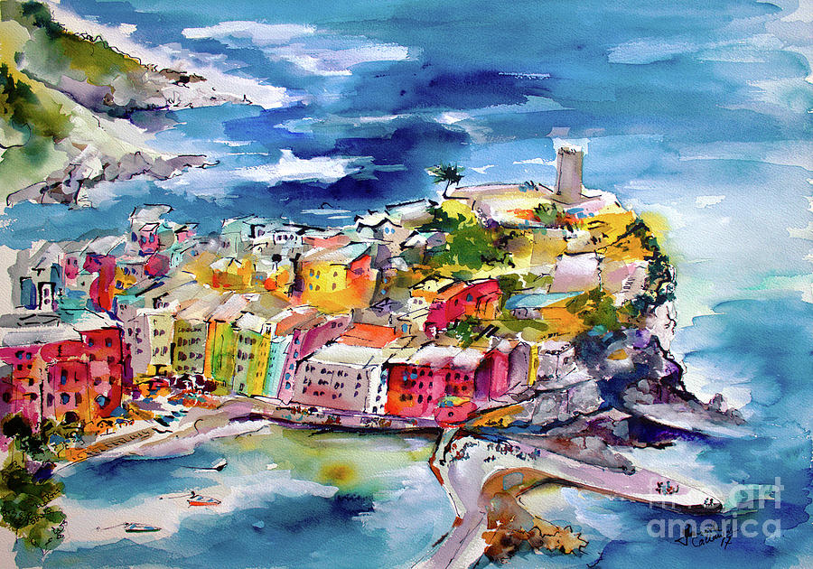 Vernazza Cinque Terre Paintings of Italy Painting by Ginette Callaway