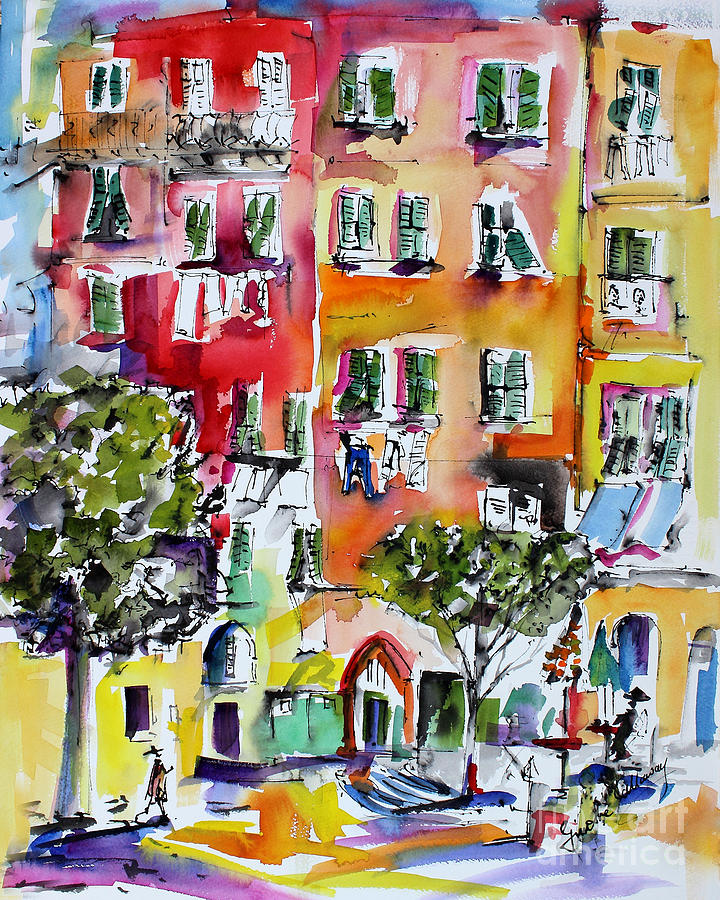 Vernazza Laundry Painting by Ginette Callaway