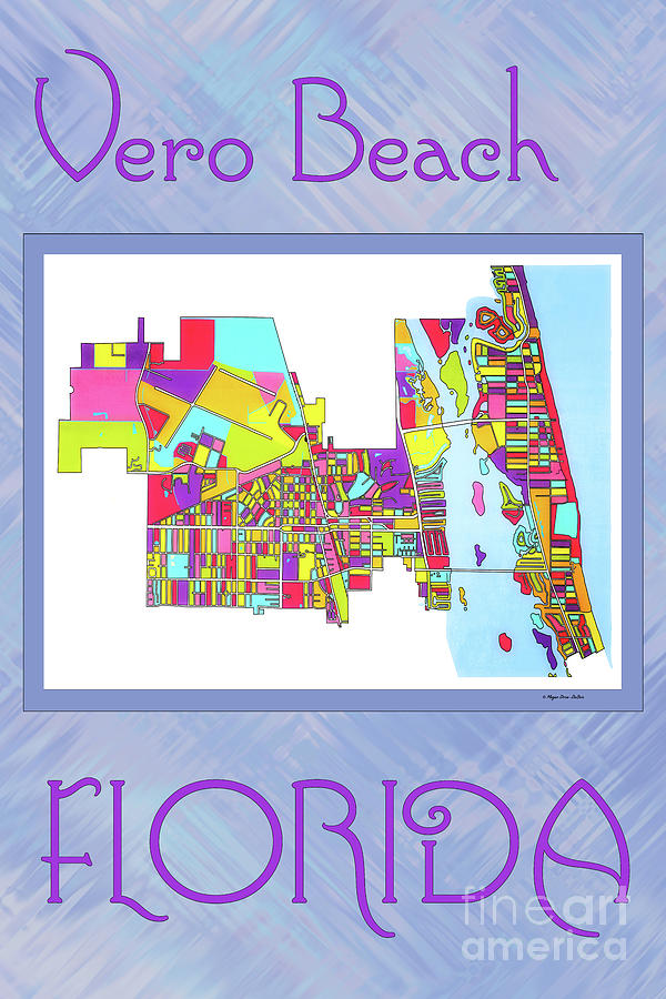 Indian River Digital Art - Vero Beach Map1 by Megan Dirsa-DuBois