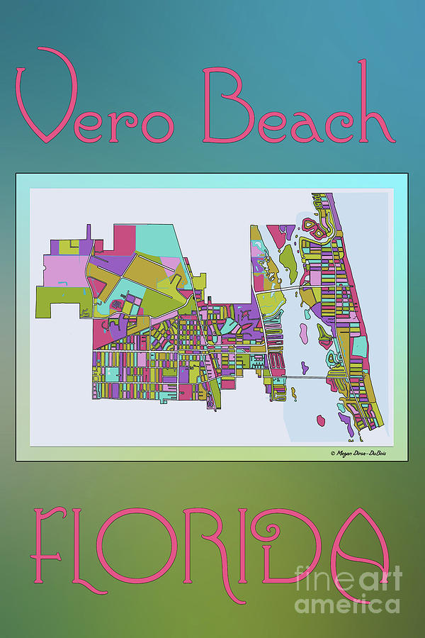 Vero Beach Map2 Digital Art by Megan Dirsa-DuBois