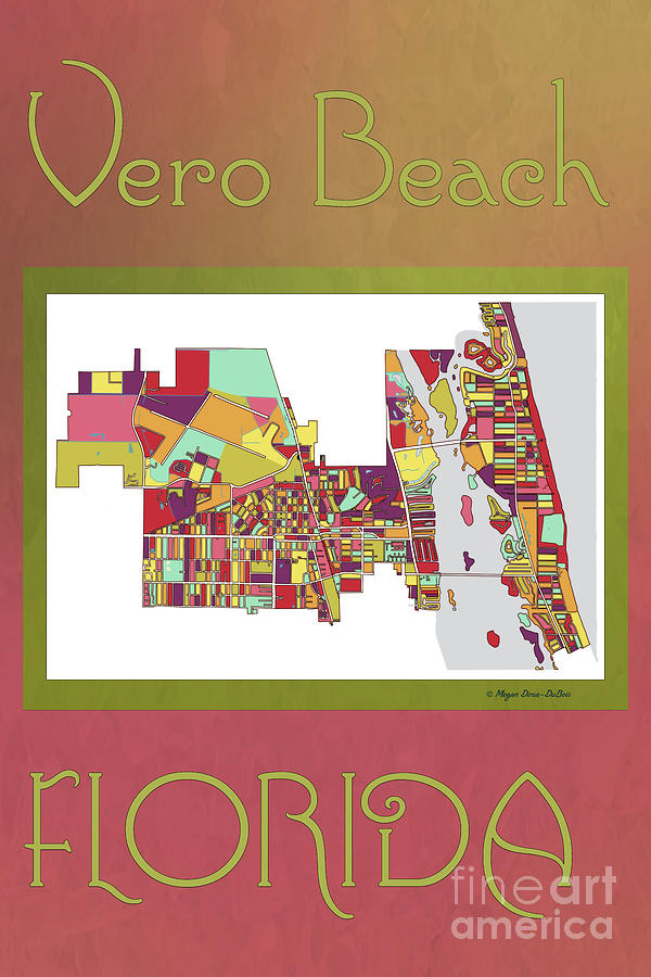 Vero Beach Map3 Digital Art by Megan Dirsa-DuBois