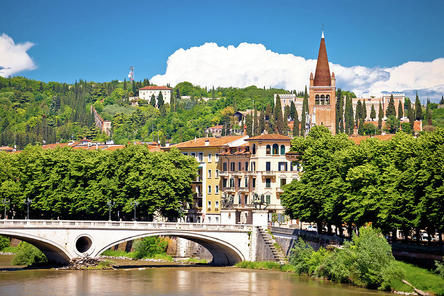 Verona bridge and Adige river view Photograph by Brch Photography