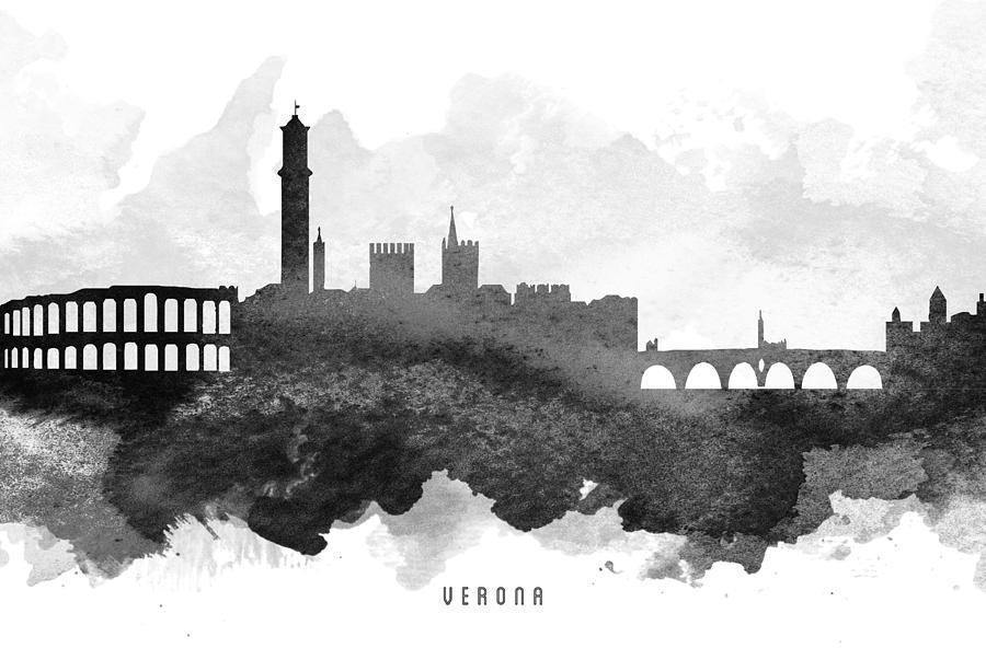 Skyline Painting - Verona Cityscape 11 by Aged Pixel