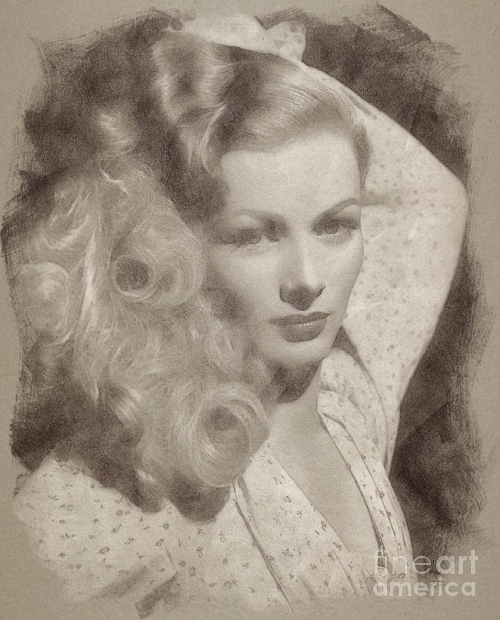 Veronica Lake Vintage Hollywood Actress Drawing