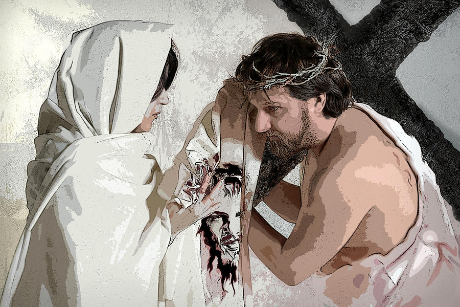 Jesus Christ Photograph - Veronica Wipes The Face of Jesus by Jacqueline Milner