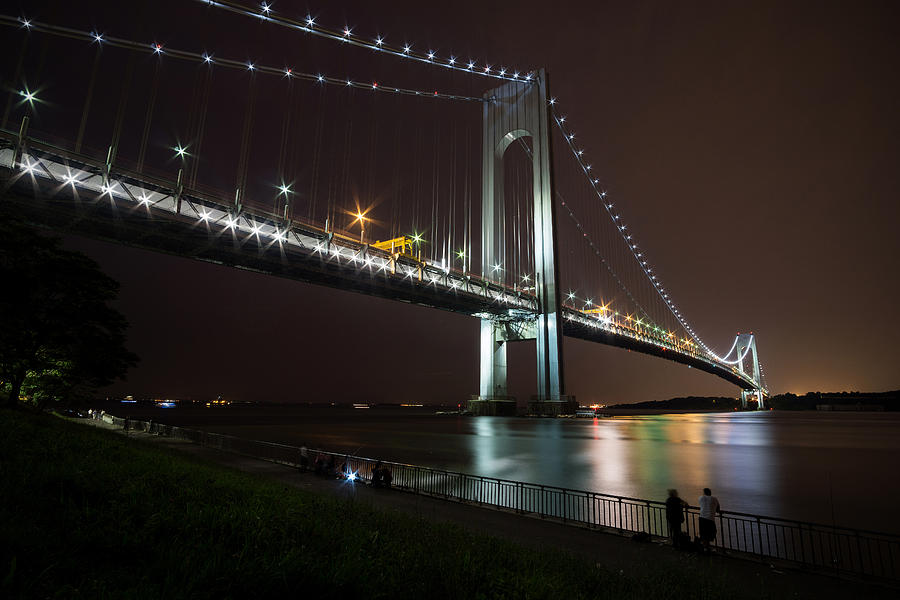 Verrazano Bridge at Night Photograph by Daniel Portalatin - Fine Art ...