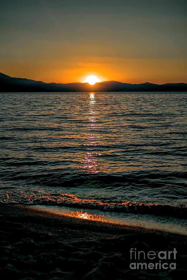 Vertical Sunset Lake Photograph by Joe Lach