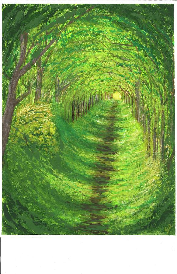 Landscape Painting - Vertical Tree Tunnel by Stephen Riffe