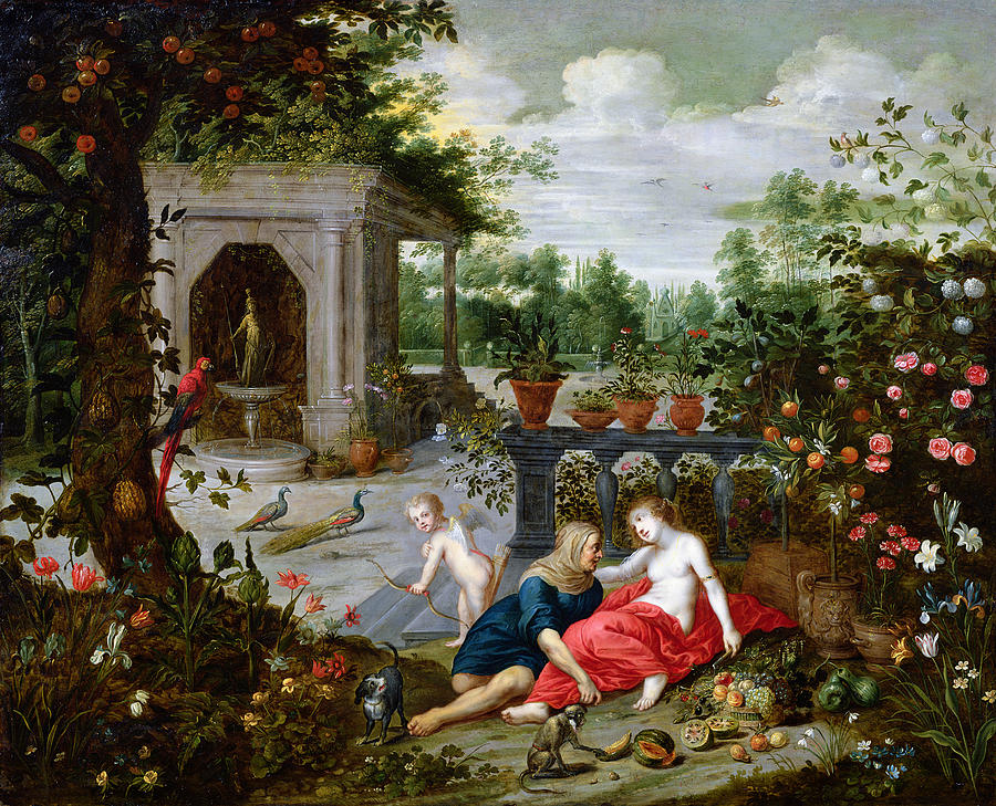 Flower Painting - Vertumnus and Pomona by Hendrik van the Elder Balen