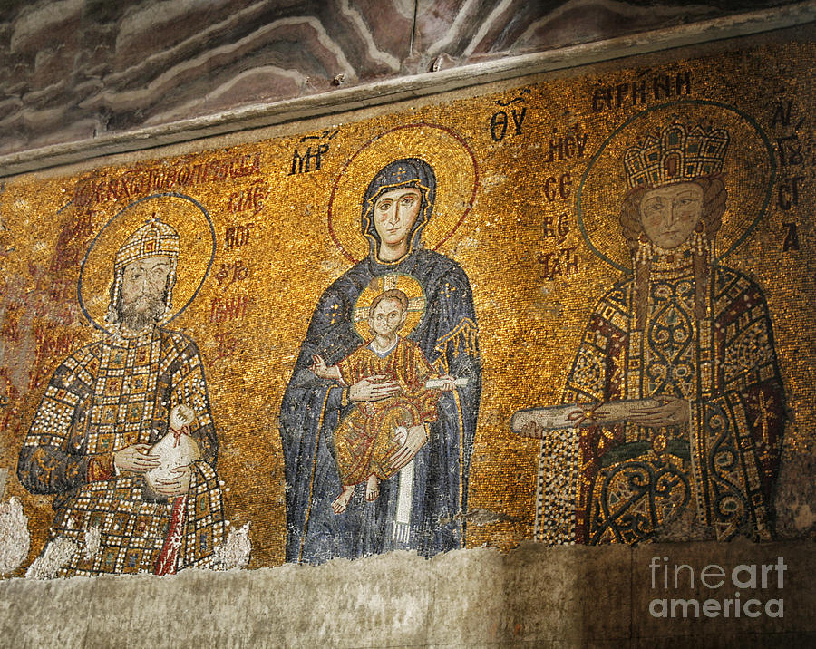 Very old mosaic of the Virgin Mary and infant Jesus Photograph by Patricia Hofmeester