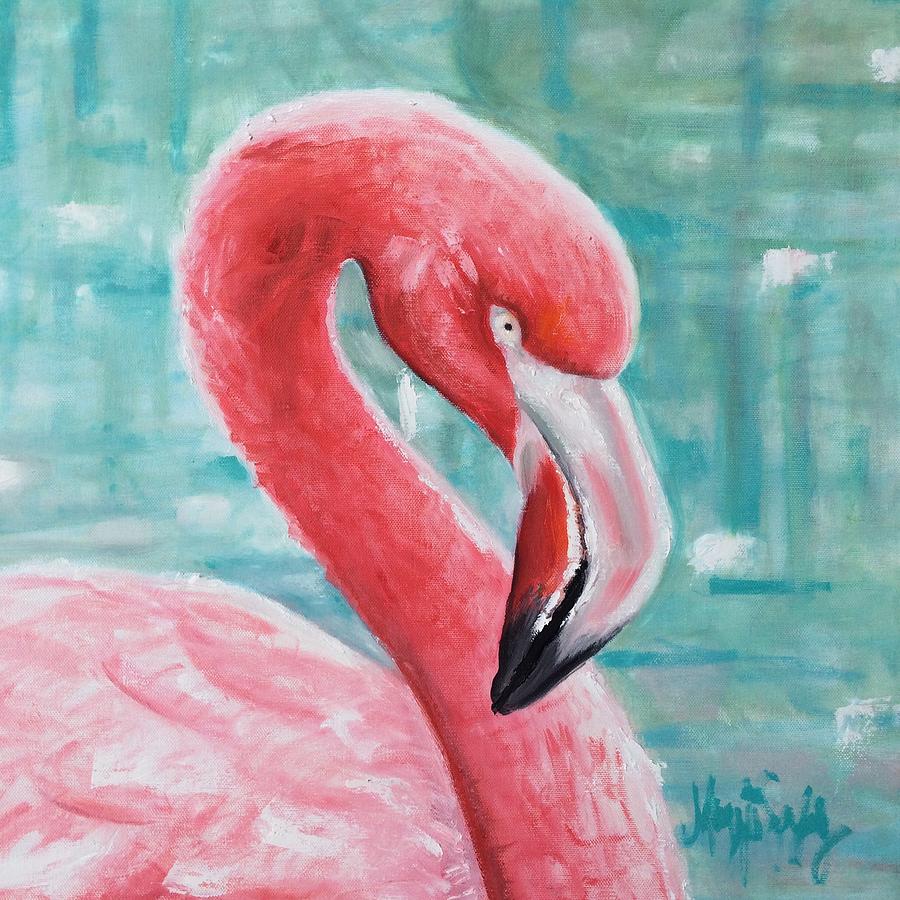 Very Pink Flamingo Painting by Maggii Sarfaty